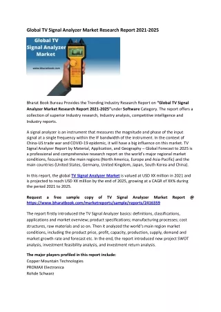 global tv signal analyzer market research report