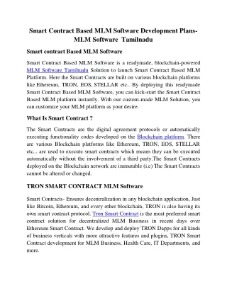 smart contract based mlm software development