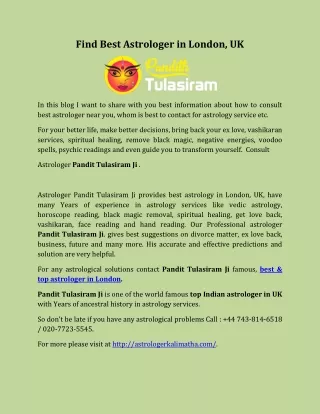 Find Best Astrologer in London, UK