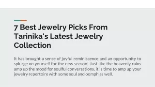 7 Best Jewelry Picks From Tarinika's Latest Jewelry Collection