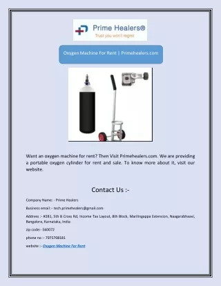 oxygen machine for rent primehealers com