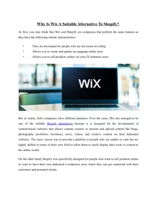 why is wix a suitable alternative to shopify