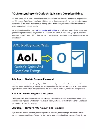 AOL Not syncing with Outlook: Quick and Complete fixings