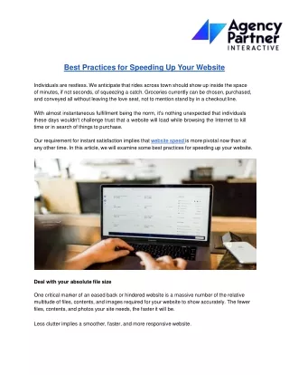best practices for speeding up your website
