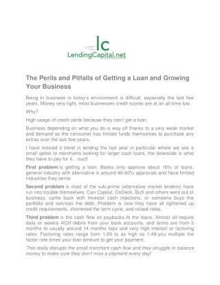 the perils and pitfalls of getting a loan