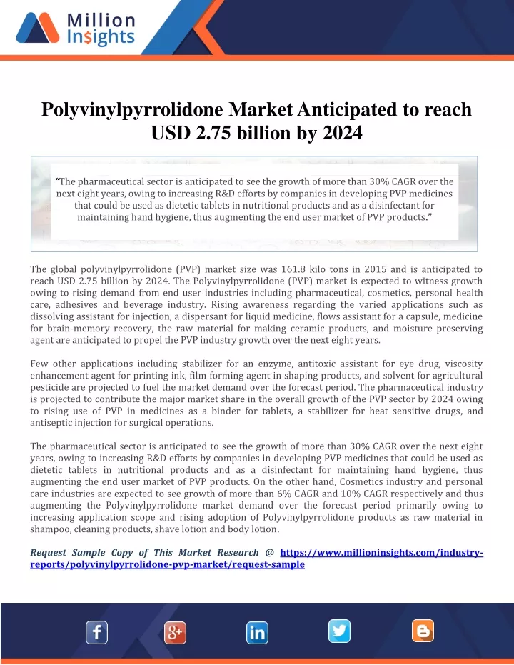 polyvinylpyrrolidone market anticipated to reach
