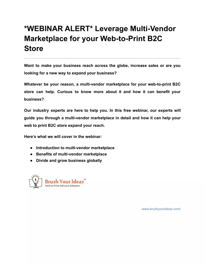 webinar alert leverage multi vendor marketplace