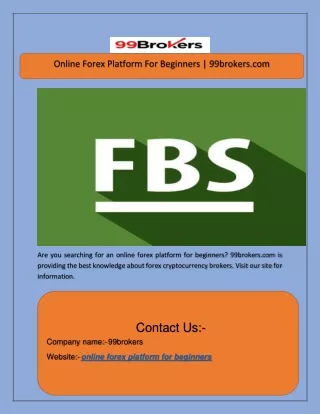 Online Forex Platform For Beginners | 99brokers.com