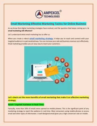Email Marketing-Effective Marketing Tactics for Online Business
