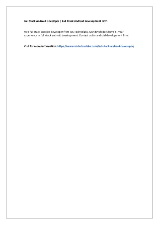 full stack android developer full stack android