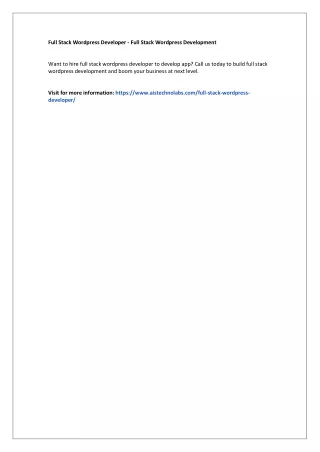 full stack wordpress developer full stack
