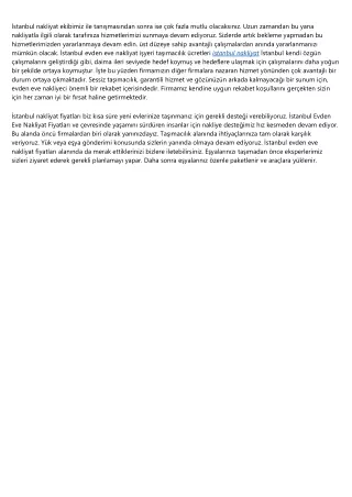 stanbul nakliyat ekibimiz ile tan mas ndan sonra