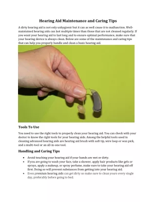 Hearing Aid Maintenance and Caring Tips