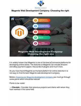 Magento Web Development Company: Choosing the right one