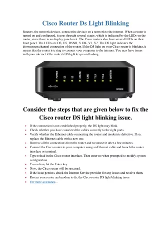 cisco router ds light blinking