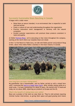 successful sustainable bison ranching in canada