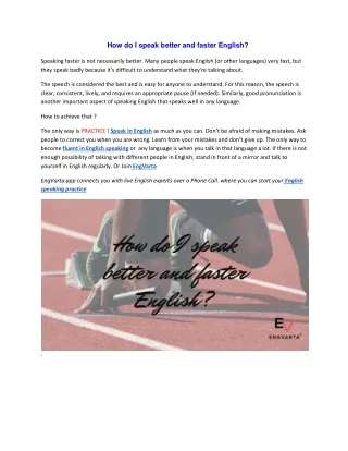 how do i speak better and faster english speaking