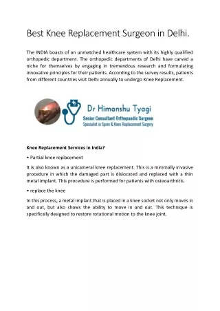 Knee Replacement Surgeon in Delhi