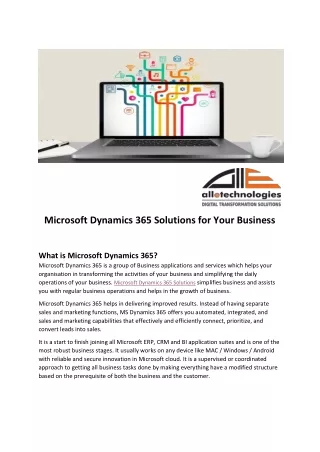 microsoft dynamics 365 solutions for your business