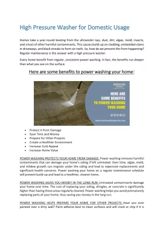 high pressure w high pressure washer for domestic