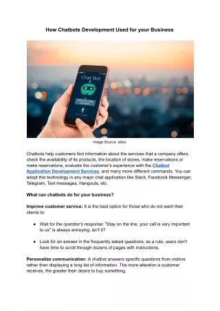 how chatbots development used for your business