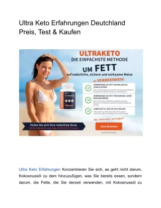 Ultra Keto Erfahrungen Deutchland Preis, Test & Kaufen