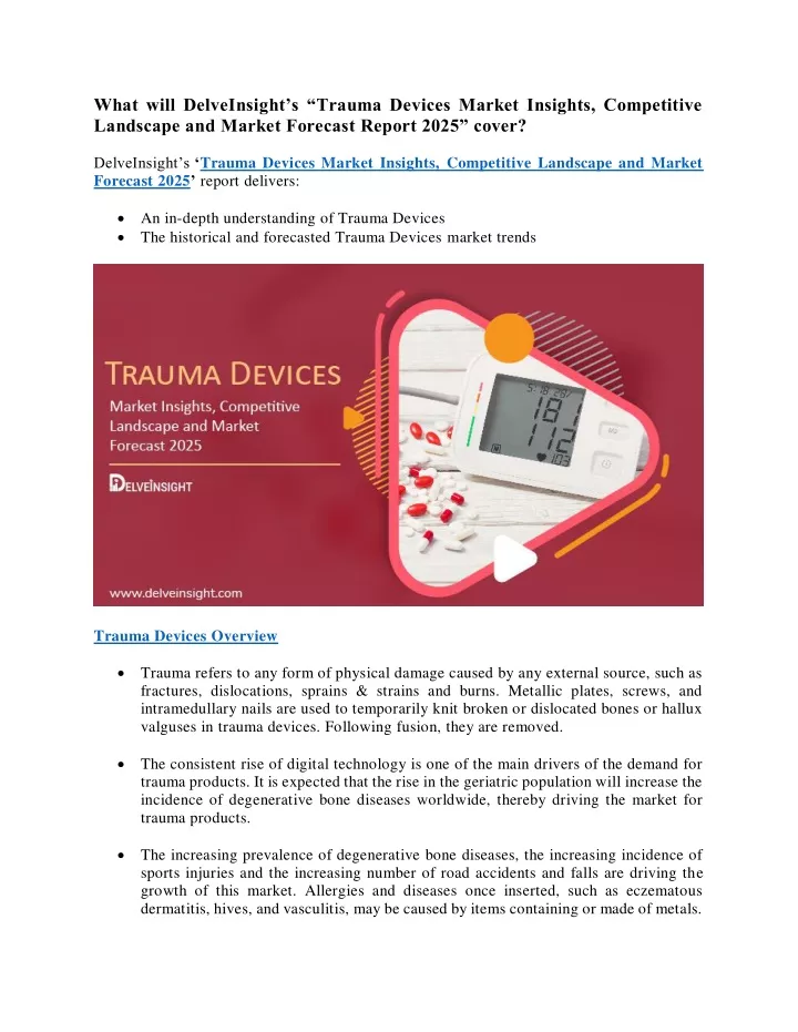 what will delveinsight s trauma devices market