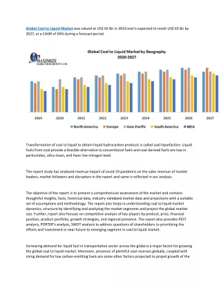 global coal to liquid market was valued