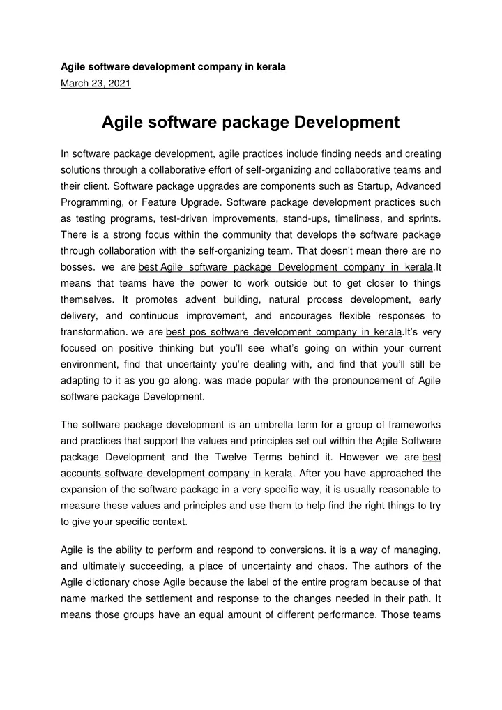 agile software development company in kerala