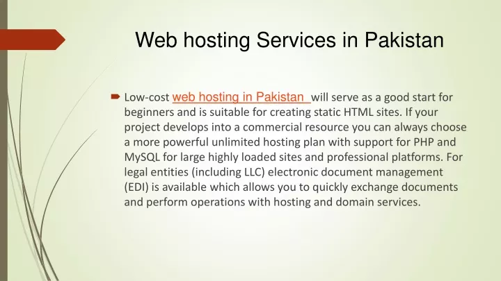 web hosting services in pakistan
