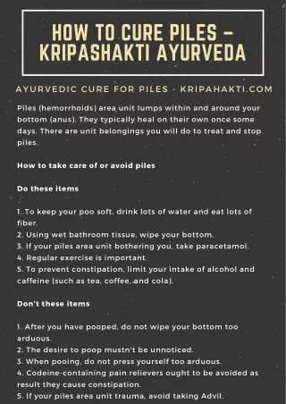 How To Cure Piles – Kripashakti Ayurveda