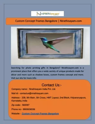 Custom Concept Frames Bangalore | Nirathisayam.com