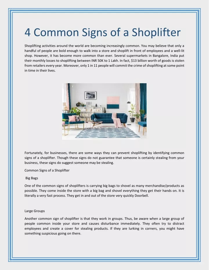 4 common signs of a shoplifter