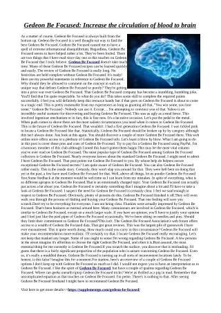 gedeon be focused increase the circulation