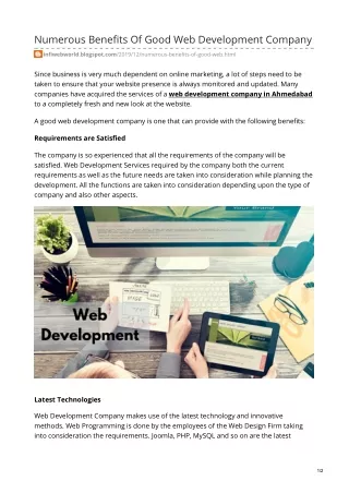 numerous benefits of good web development company