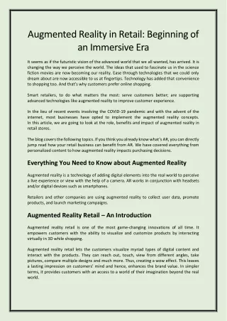 augmented reality in retail beginning