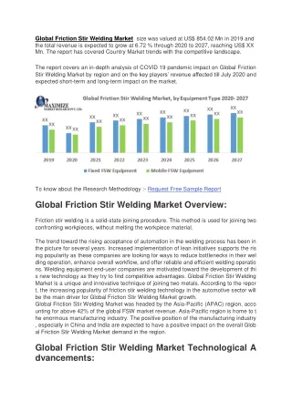 Global Friction Stir Welding Market