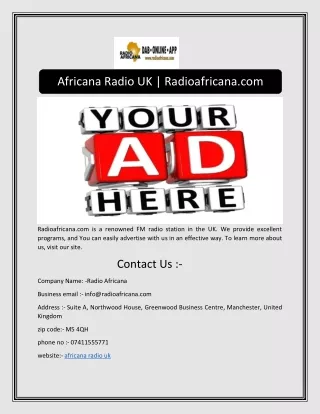 Africana Radio UK | Radioafricana.com