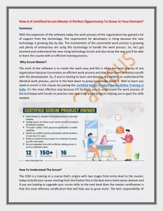 how is a certified scrum master a perfect