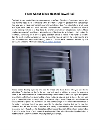 Facts About Black Heated Towel Rail