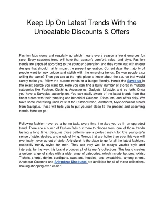 keep up on latest trends with the unbeatable discounts offers