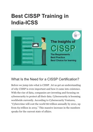 best cissp training in india icss