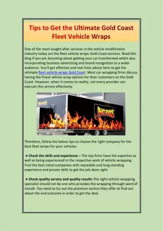 Get the Ultimate Gold Coast Fleet Vehicle Wraps