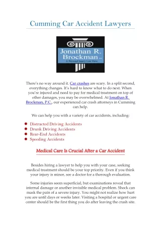 Cumming Car Accident Lawyers