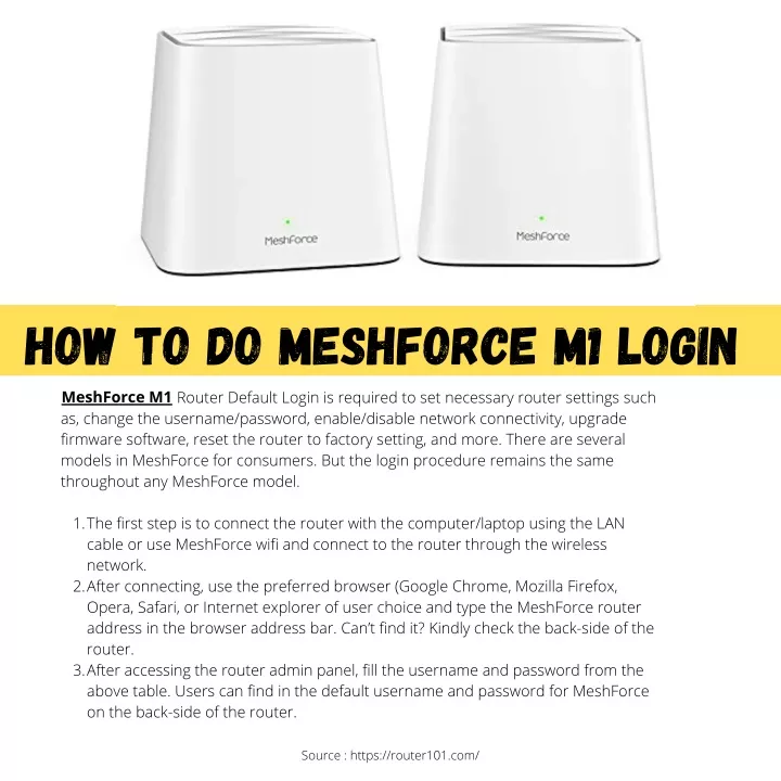 how to do meshforce m1 login