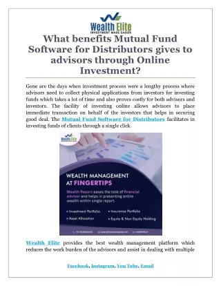 what benefits mutual fund software