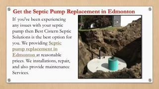 Get the Best Cistern Pump Replacement Services in Edmonton
