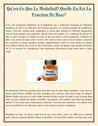 qu est ce que le modafinil quelle