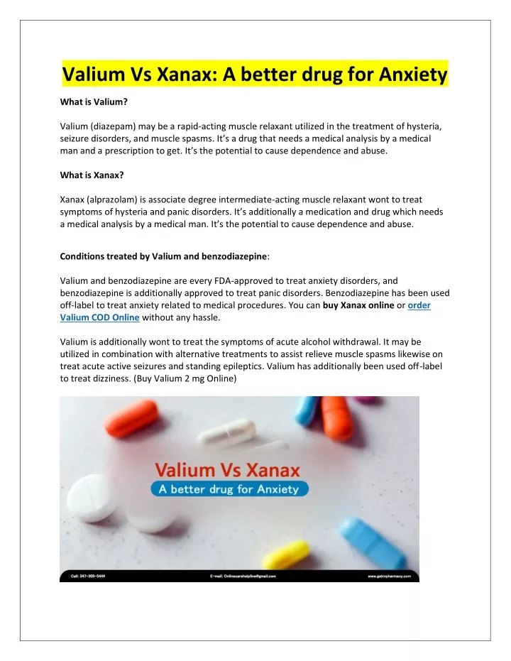 valium vs xanax a better drug for anxiety