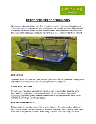 heart benefits of rebounding we comprehend